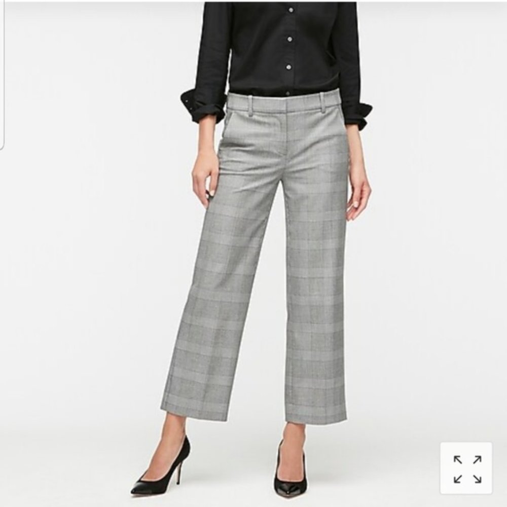 J Crew High rise Peyton wide leg pant in glen plaid  - size 10